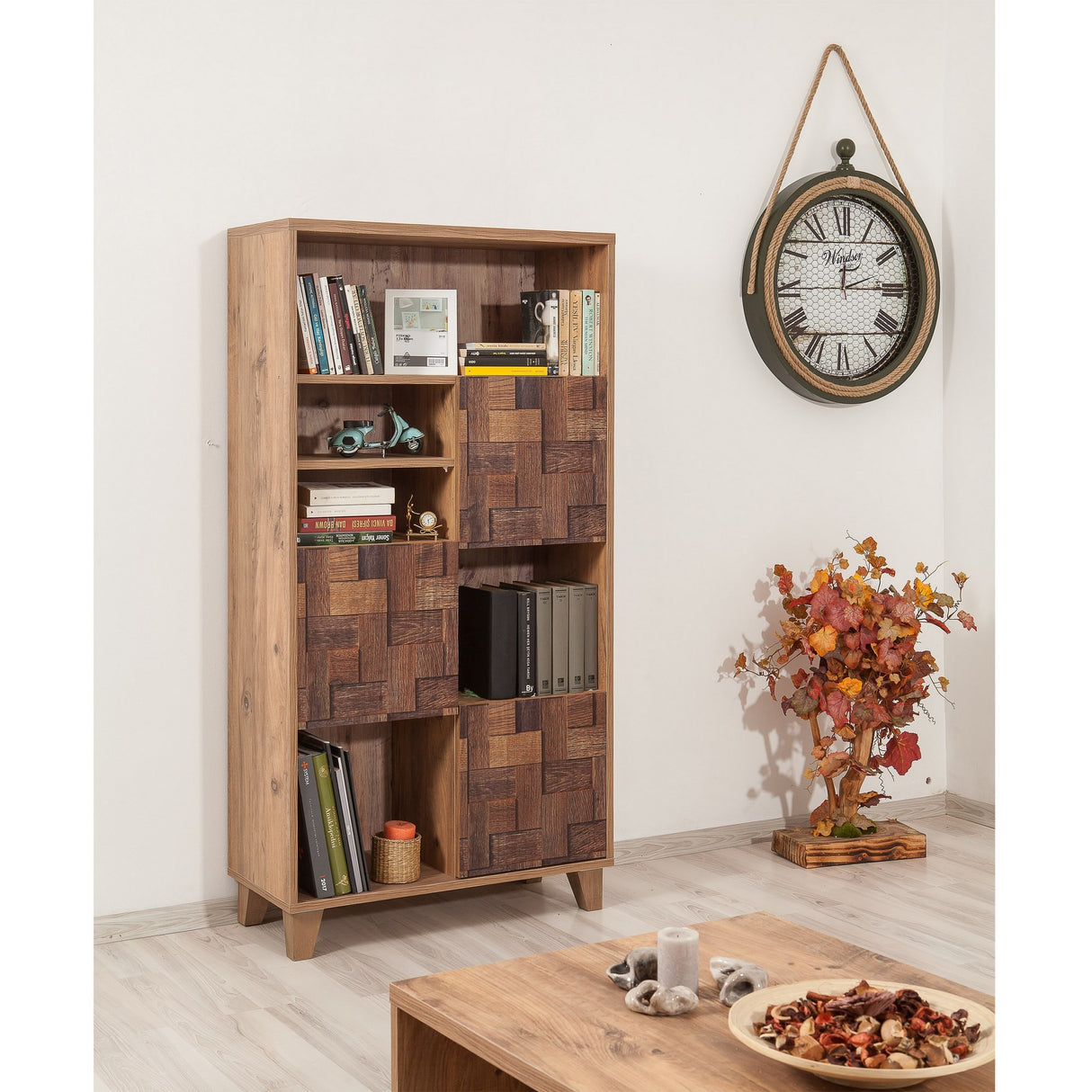 Bibliotecă Marina Flora - 750, Pin atlantic, 80x36x155 cm