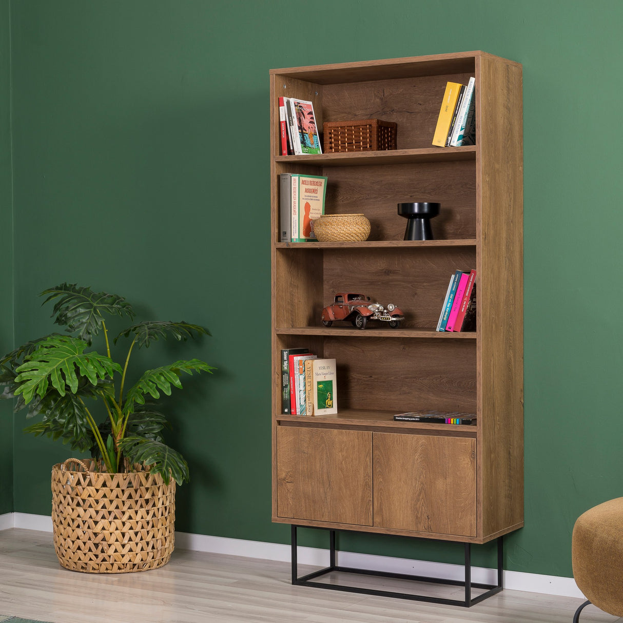 Set mobilă pentru sufragerie Laxus Takım 11, Nuc - Negru, 180x40x50 cm