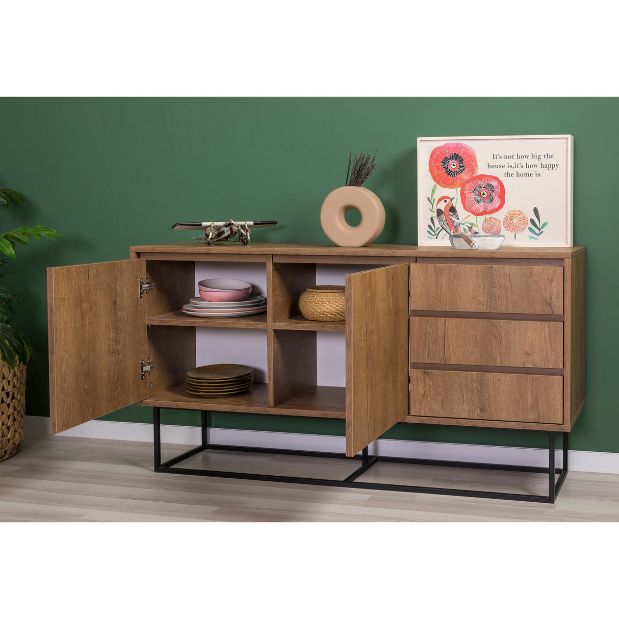 Set mobilă pentru sufragerie Laxus Takım 20, Nuc - Negru, 90x39x40 cm