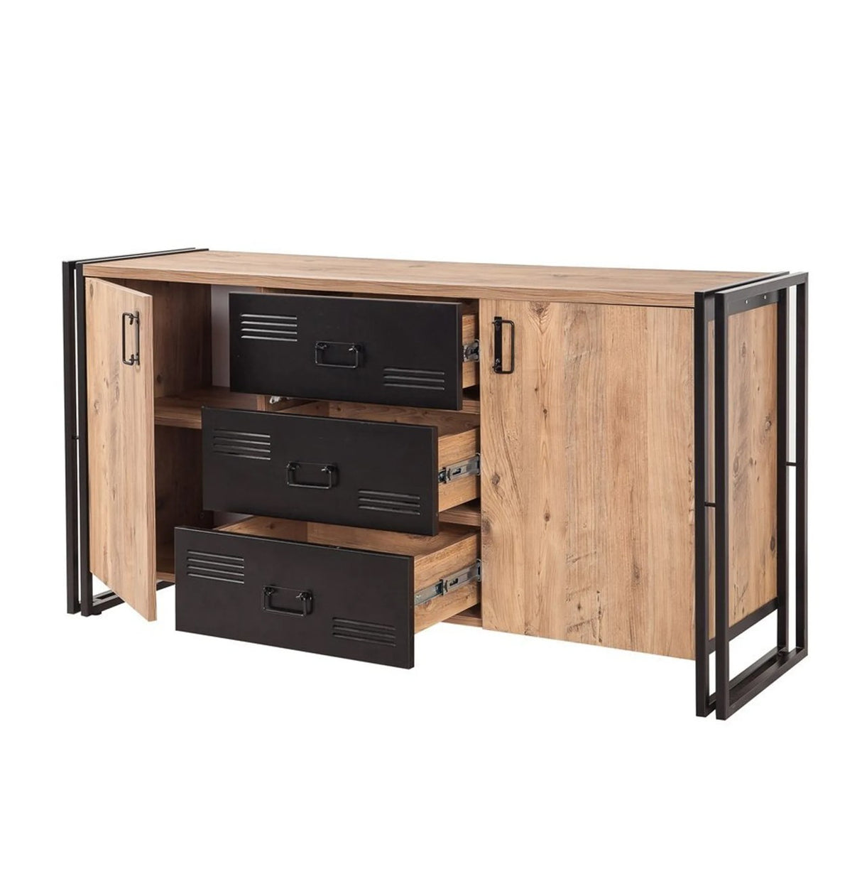 Set mobilă pentru sufragerie Cosmo Takım 23, Pin atlantic - Negru, 180x45x50 cm