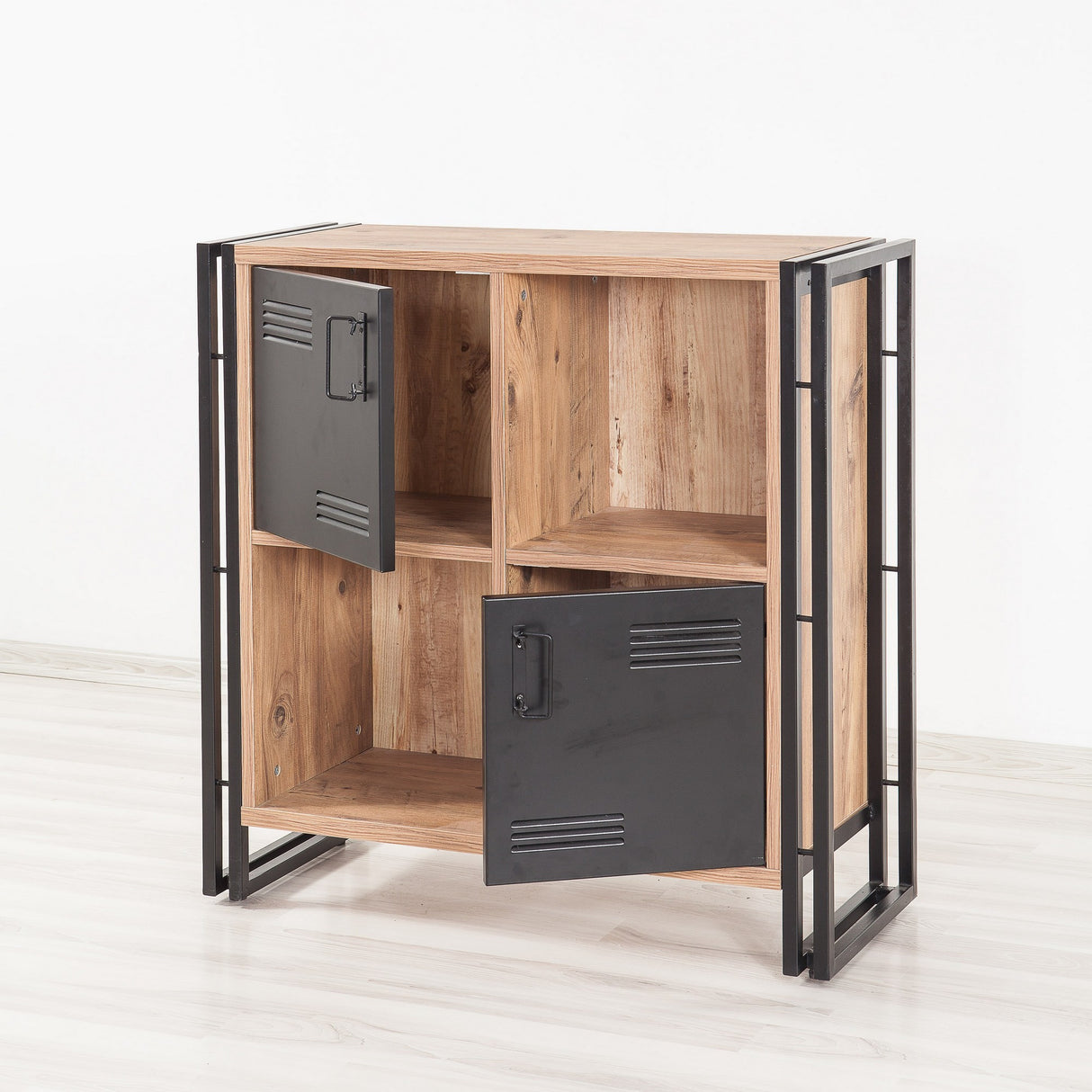 Bibliotecă Cosmo Soft, Pin atlantic - Negru, 89x35x89 cm