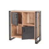 Bibliotecă Cosmo Soft, Pin atlantic - Negru, 89x35x89 cm