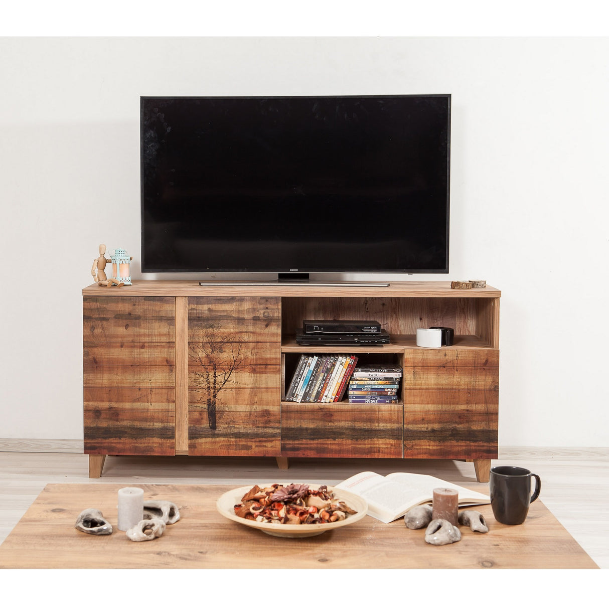 Comodă TV Marina Mila - 755, Pin atlantic, 160x45x65 cm