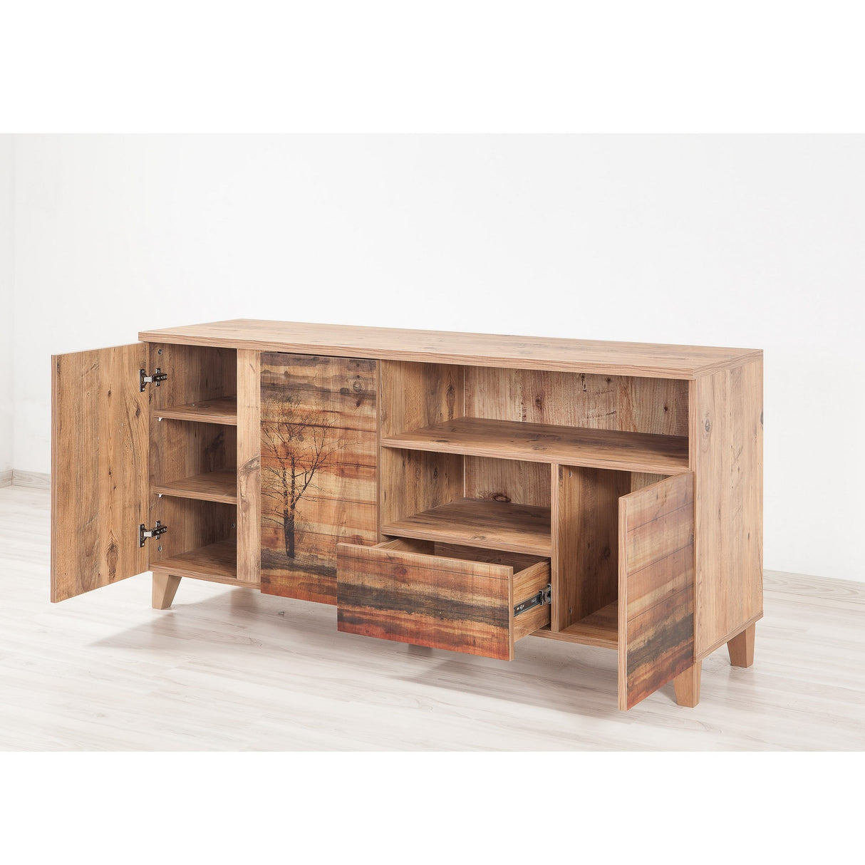 Comodă TV Marina Mila - 755, Pin atlantic, 160x45x65 cm