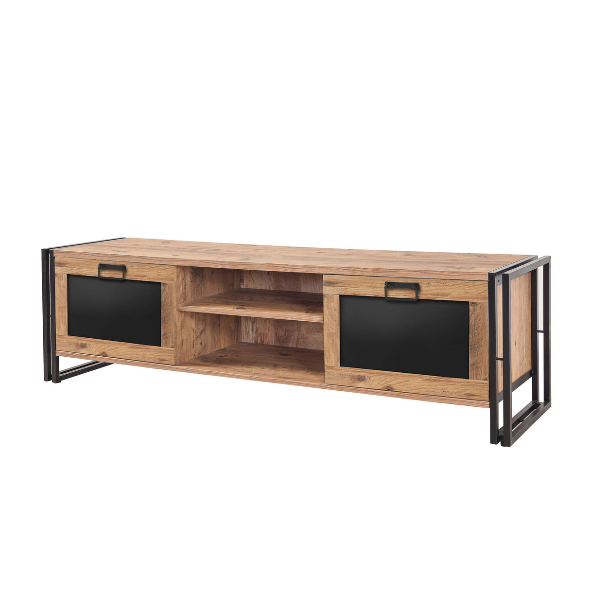 Comodă TV Arcas Norma, Pin atlantic - Negru, 180x45x50 cm