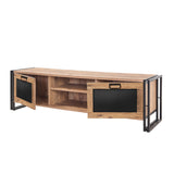 Comodă TV Arcas Norma, Pin atlantic - Negru, 180x45x50 cm