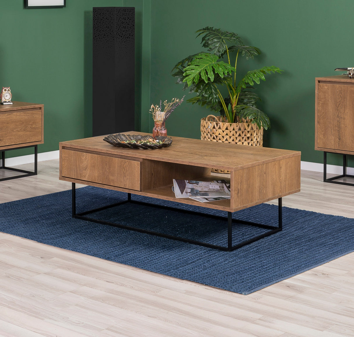 Set mobilă pentru sufragerie Laxus Takım 1, Nuc - Negru, 90x39x40 cm