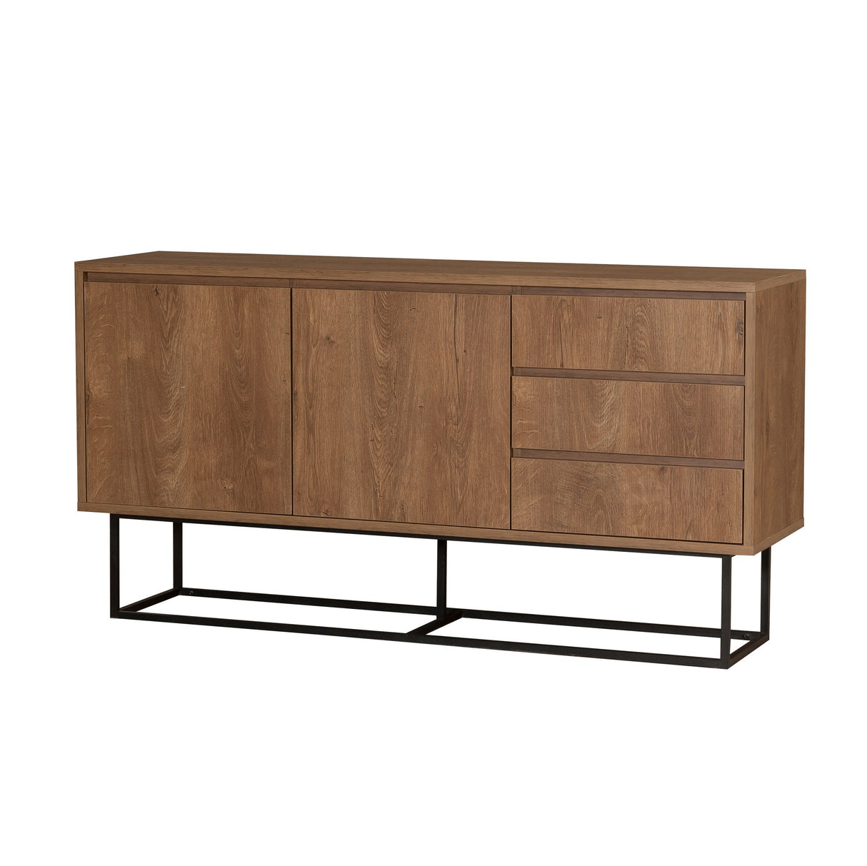 Set mobilă pentru sufragerie Laxus Takım 9, Nuc - Negru, 90x39x40 cm