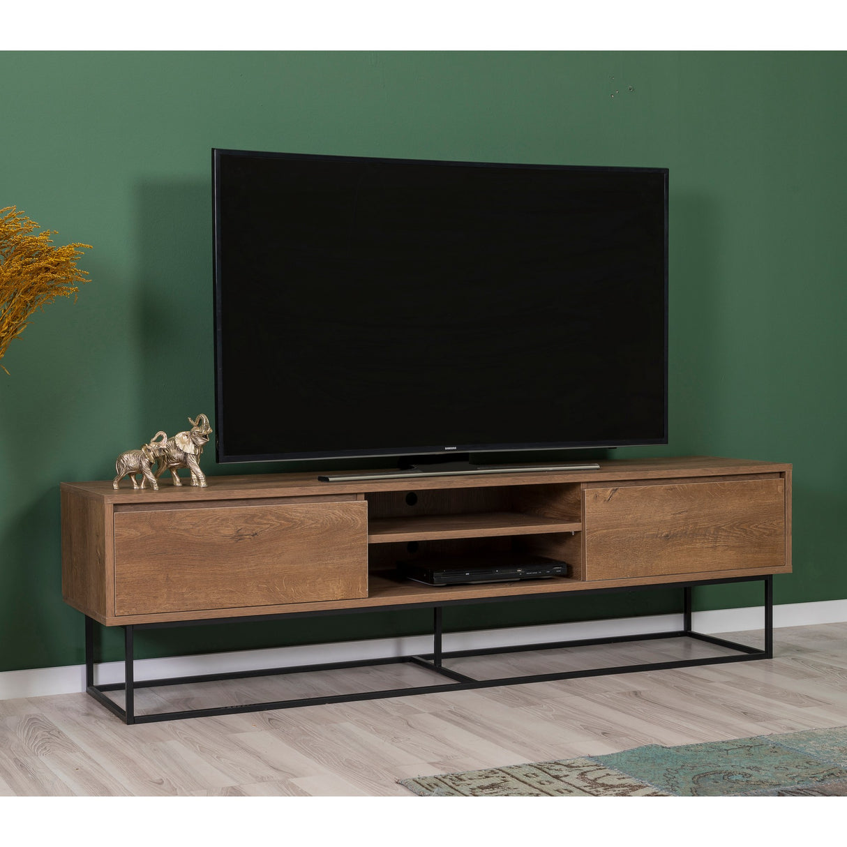 Set mobilă pentru sufragerie Laxus Takım 11, Nuc - Negru, 180x40x50 cm