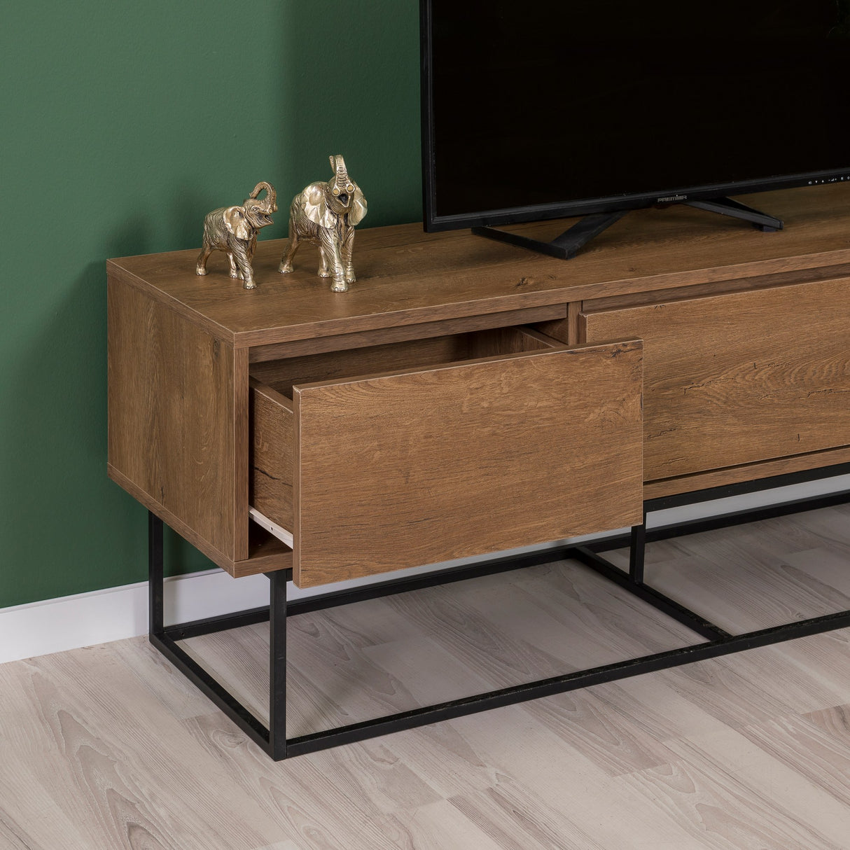 Set mobilă pentru sufragerie Laxus Takım 14, Nuc - Negru, 140x40x50 cm