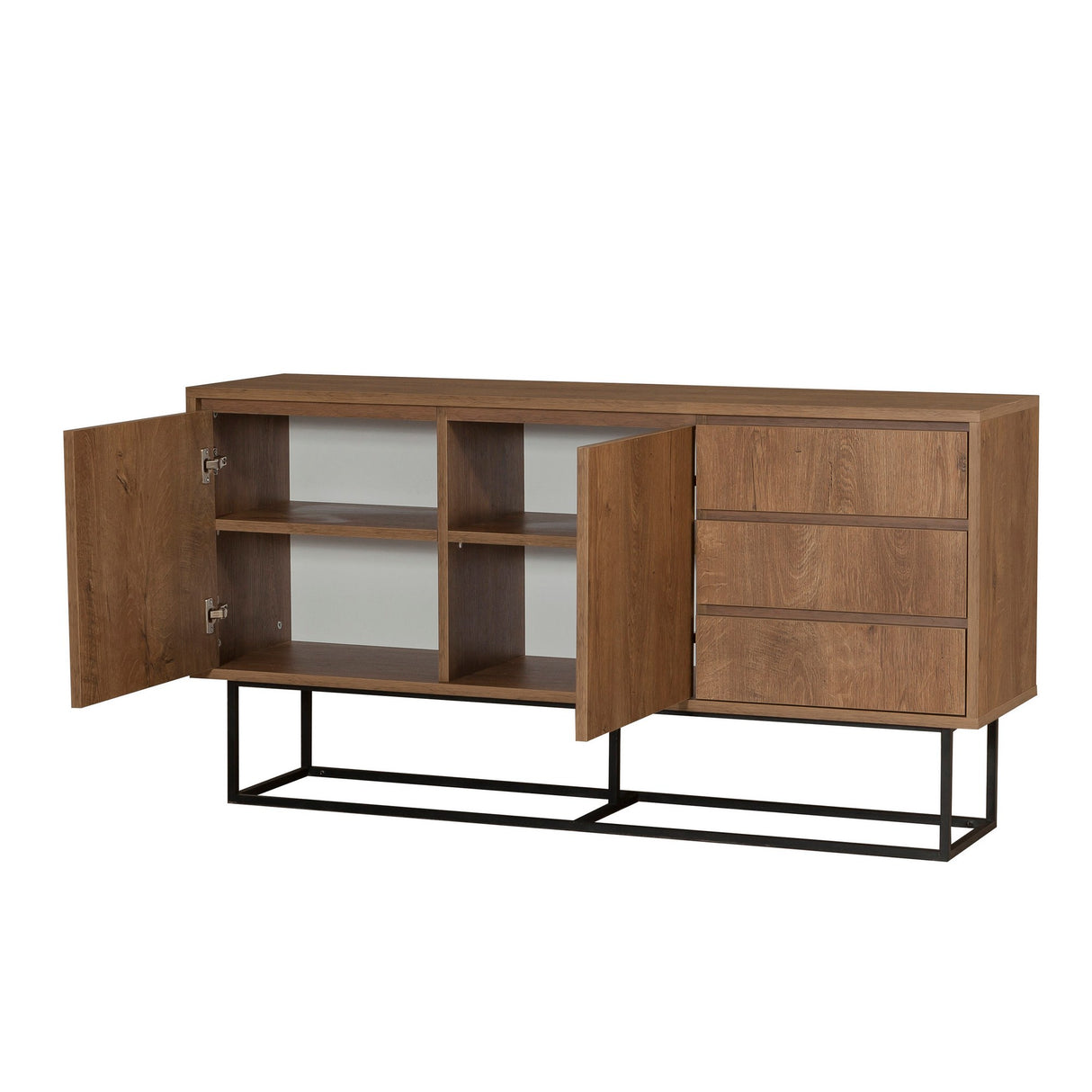 Set mobilă pentru sufragerie Laxus Takım 17, Nuc - Negru, 140x40x50 cm