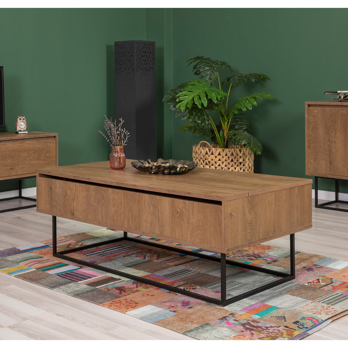 Set mobilă pentru sufragerie Laxus Takım 22, Nuc - Negru, 90x39x40 cm