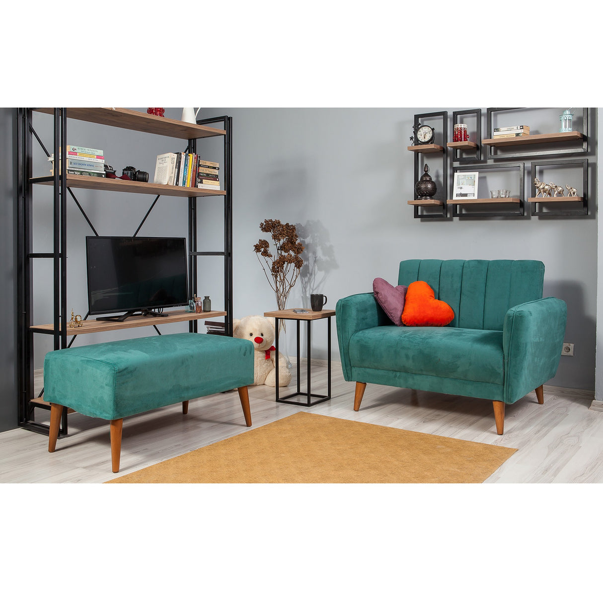 Canapea extensibilă Aqua, 2 locuri, Verde, 110x80x85 cm