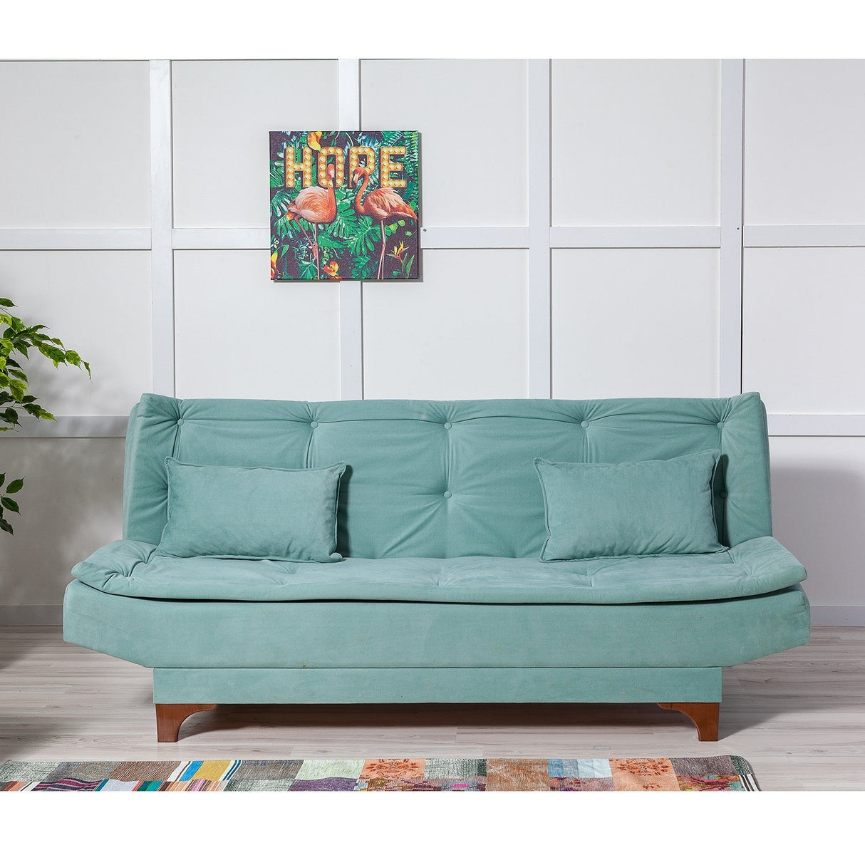 Canapea extensibilă 3 locuri Kelebek, Diverse culori, 190x85x90 cm - Verde marin | SKU: 867UNQ1343 | Canapea extensibilă 3 locuri Kelebek, 190x85x90 cm, varianta Verde marin, produs pentru amenajarea locuinței, disponibil online în România la CasaMob