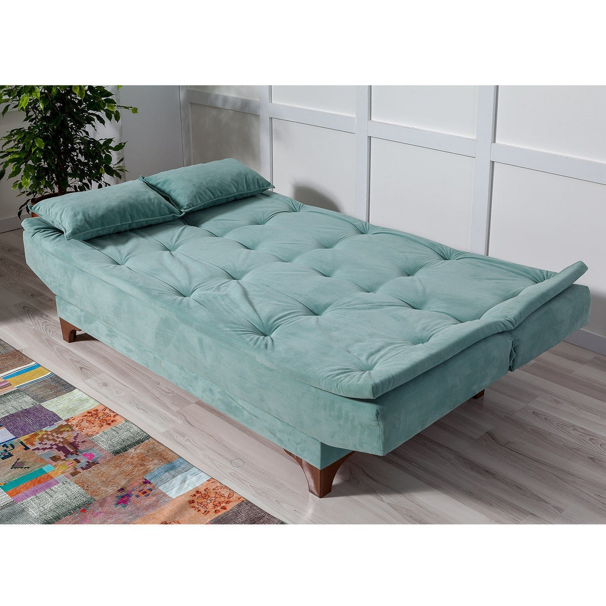Canapea extensibilă 3 locuri Kelebek, Diverse culori, 190x85x90 cm - Verde marin | SKU: 867UNQ1343 | Canapea extensibilă 3 locuri Kelebek, 190x85x90 cm, varianta Verde marin, produs pentru amenajarea locuinței, disponibil online în România la CasaMob