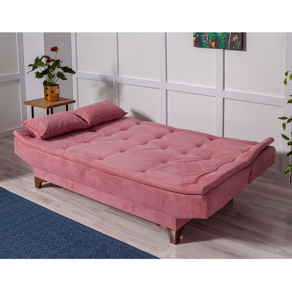 Canapea extensibilă 3 locuri Kelebek, Diverse culori, 190x85x90 cm - Roz | SKU: 867UNQ1348 | Canapea extensibilă 3 locuri Kelebek, 190x85x90 cm, varianta Roz, produs pentru amenajarea locuinței, disponibil online în România la CasaMob