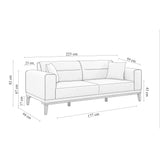 Canapea extensibilă 3 locuri Liones, 35, Gri închis, 223x94x82 cm
