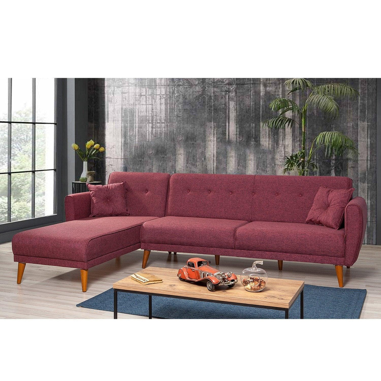 Canapea extensibilă Aria, Colț, Diverse culori, 277x175x86 cm - Bordo | SKU: 867UNQ1408 | Canapea extensibilă Aria, Colț, 277x175x86 cm, varianta Bordo, produs pentru amenajarea locuinței, disponibil online în România la CasaMob