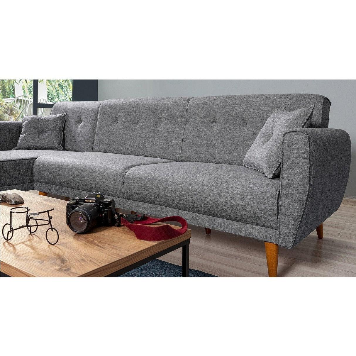 Canapea extensibilă Aria, Colț, Diverse culori, 277x175x86 cm - Gri închis | SKU: 867UNQ1410 | Canapea extensibilă Aria, Colț, 277x175x86 cm, varianta Gri închis, produs pentru amenajarea locuinței, disponibil online în România la CasaMob