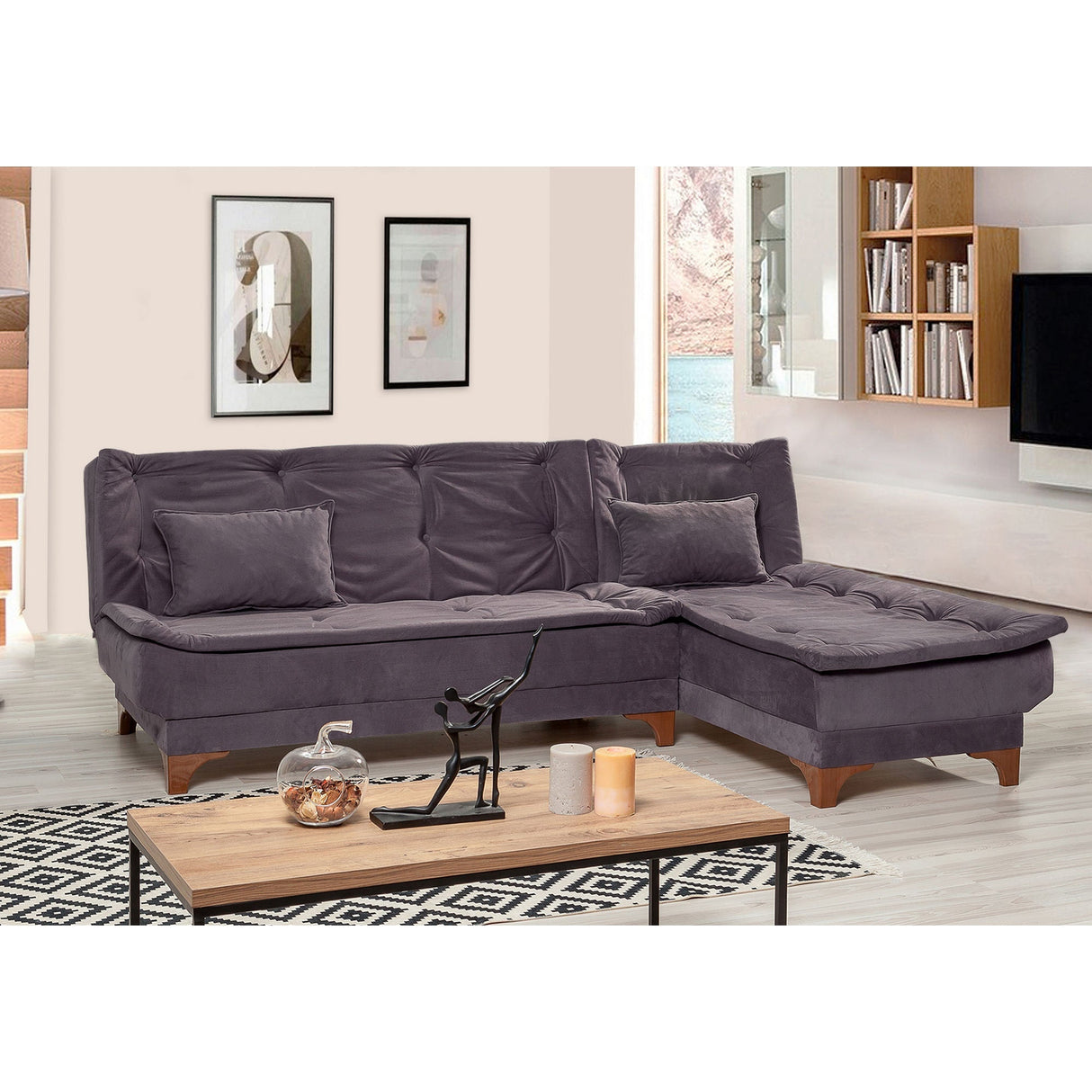 Canapea extensibilă de colț Kelebek Dreapta, Diverse culori, 225x160x86 cm - Antracit | SKU: 867UNQ1414 | Canapea extensibilă de colț Kelebek Dreapta, 225x160x86 cm, varianta Antracit, produs pentru amenajarea locuinței, disponibil online în România la CasaMob