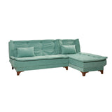 Canapea extensibilă de colț Kelebek Dreapta, Diverse culori, 225x160x86 cm - Verde marin | SKU: 867UNQ1416 | Canapea extensibilă de colț Kelebek Dreapta, 225x160x86 cm, varianta Verde marin, produs pentru amenajarea locuinței, disponibil online în România la CasaMob