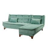 Canapea extensibilă de colț Kelebek Dreapta, Diverse culori, 225x160x86 cm - Verde marin | SKU: 867UNQ1416 | Canapea extensibilă de colț Kelebek Dreapta, 225x160x86 cm, varianta Verde marin, produs pentru amenajarea locuinței, disponibil online în România la CasaMob
