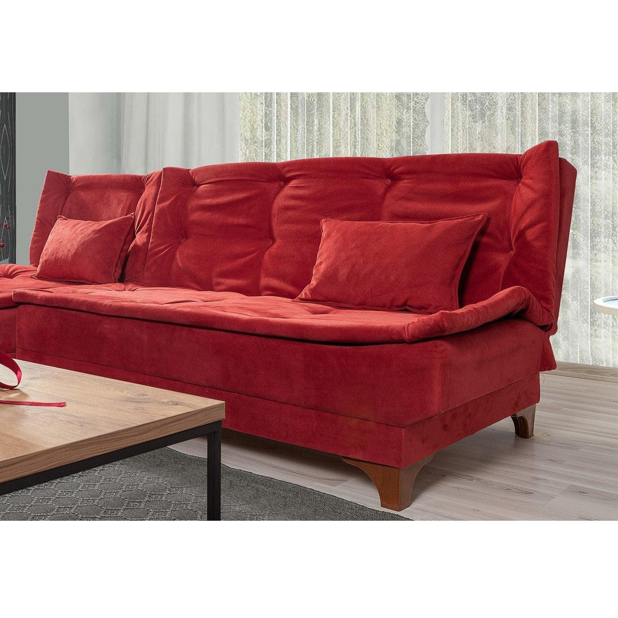 Canapea extensibilă de colț Kelebek Dreapta, Diverse culori, 225x160x86 cm - Verde marin | SKU: 867UNQ1416 | Canapea extensibilă de colț Kelebek Dreapta, 225x160x86 cm, varianta Verde marin, produs pentru amenajarea locuinței, disponibil online în România la CasaMob