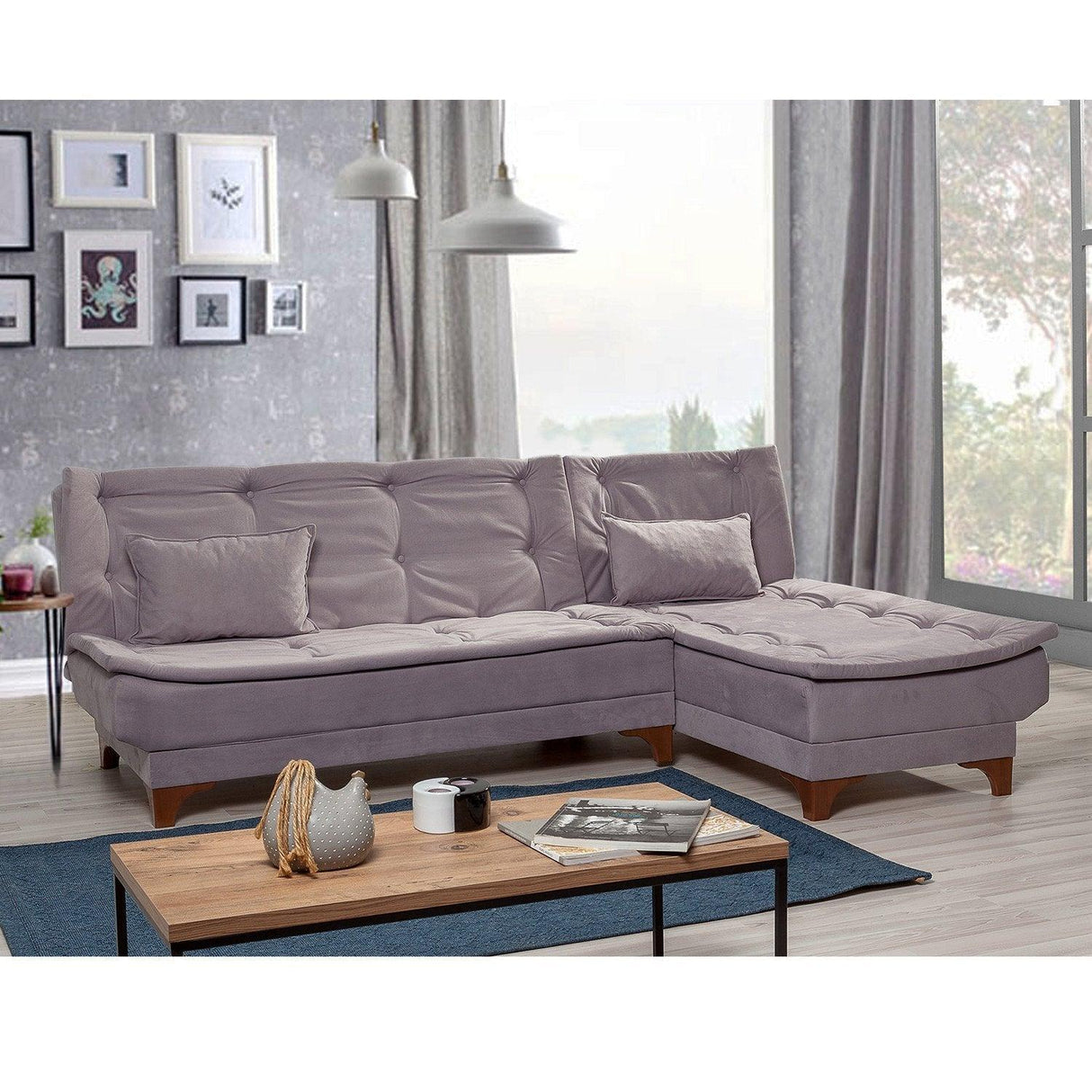 Canapea extensibilă de colț Kelebek Dreapta, Diverse culori, 225x160x86 cm - Gri închis | SKU: 867UNQ1417 | Canapea extensibilă de colț Kelebek Dreapta, 225x160x86 cm, varianta Gri închis, produs pentru amenajarea locuinței, disponibil online în România la CasaMob