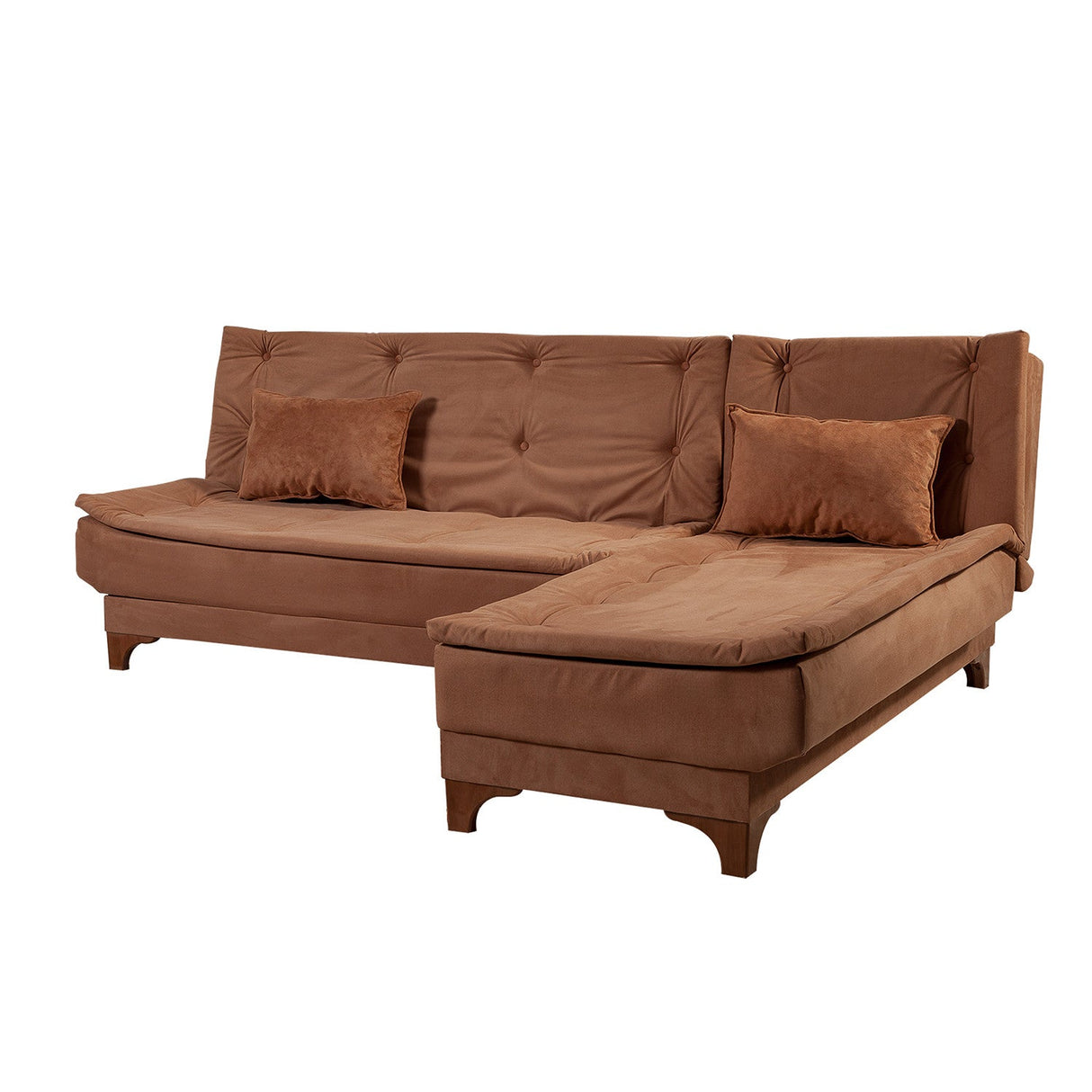 Canapea extensibilă de colț Kelebek Dreapta, Diverse culori, 225x160x86 cm - Maro | SKU: 867UNQ1418 | Canapea extensibilă de colț Kelebek Dreapta, 225x160x86 cm, varianta Maro, produs pentru amenajarea locuinței, disponibil online în România la CasaMob