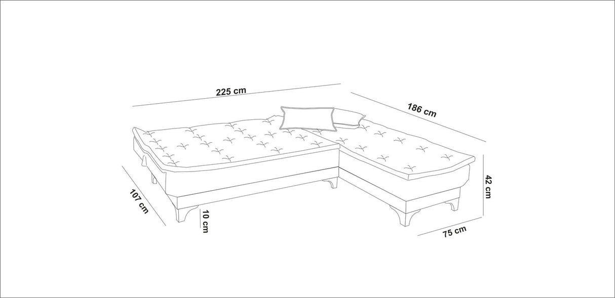 Canapea extensibilă de colț Kelebek Dreapta, Diverse culori, 225x160x86 cm - Maro | SKU: 867UNQ1418 | Canapea extensibilă de colț Kelebek Dreapta, 225x160x86 cm, varianta Maro, produs pentru amenajarea locuinței, disponibil online în România la CasaMob