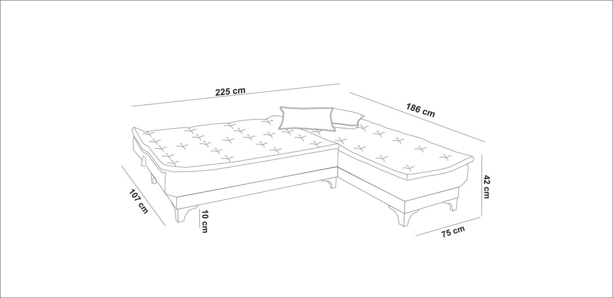 Maro | SKU: 867UNQ1418 | Canapea extensibilă de colț Kelebek Dreapta, 225x160x86 cm, varianta Maro, produs pentru amenajarea locuinței, disponibil online în România la CasaMob
