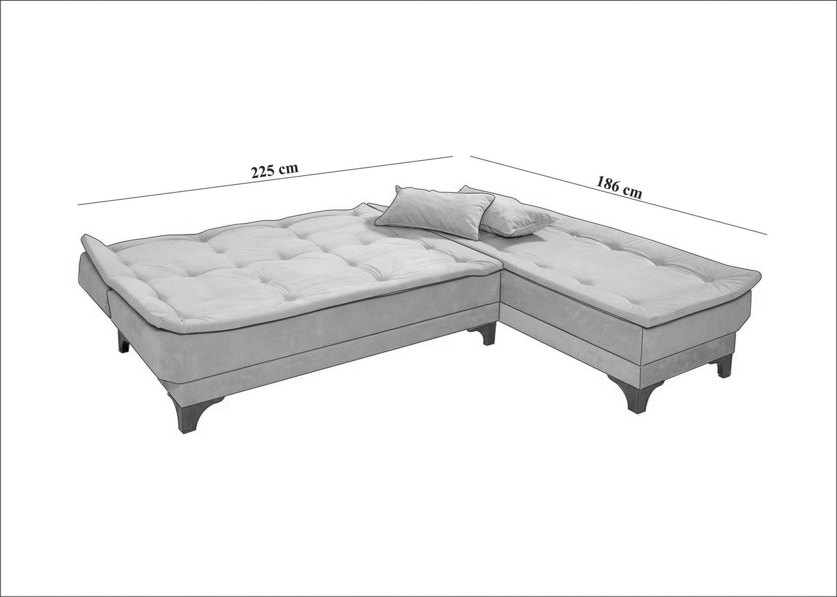 Canapea extensibilă de colț Kelebek Dreapta, Diverse culori, 225x160x86 cm - Albastru închis | SKU: 867UNQ1419 | Canapea extensibilă de colț Kelebek Dreapta, 225x160x86 cm, varianta Albastru închis, produs pentru amenajarea locuinței, disponibil online în România la CasaMob