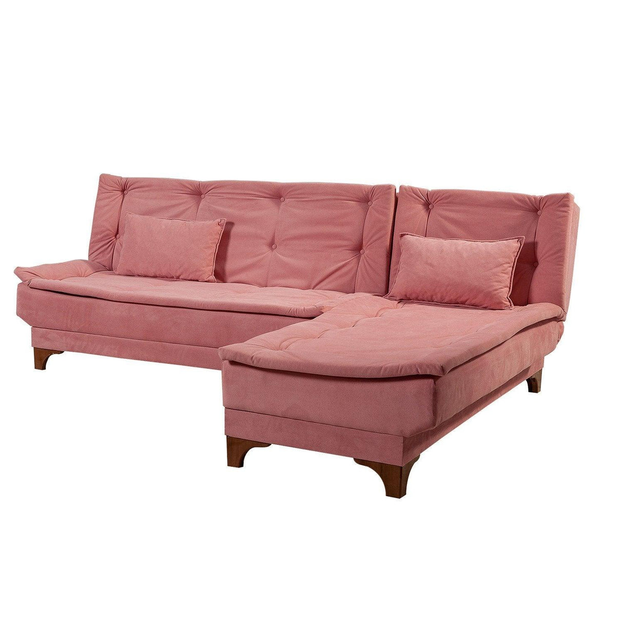 Canapea extensibilă de colț Kelebek Dreapta, Diverse culori, 225x160x86 cm - Roz | SKU: 867UNQ1420 | Canapea extensibilă de colț Kelebek Dreapta, 225x160x86 cm, varianta Roz, produs pentru amenajarea locuinței, disponibil online în România la CasaMob