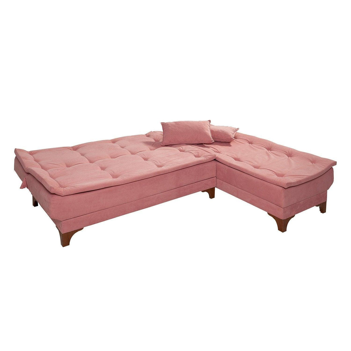 Canapea extensibilă de colț Kelebek Dreapta, Diverse culori, 225x160x86 cm - Roz | SKU: 867UNQ1420 | Canapea extensibilă de colț Kelebek Dreapta, 225x160x86 cm, varianta Roz, produs pentru amenajarea locuinței, disponibil online în România la CasaMob