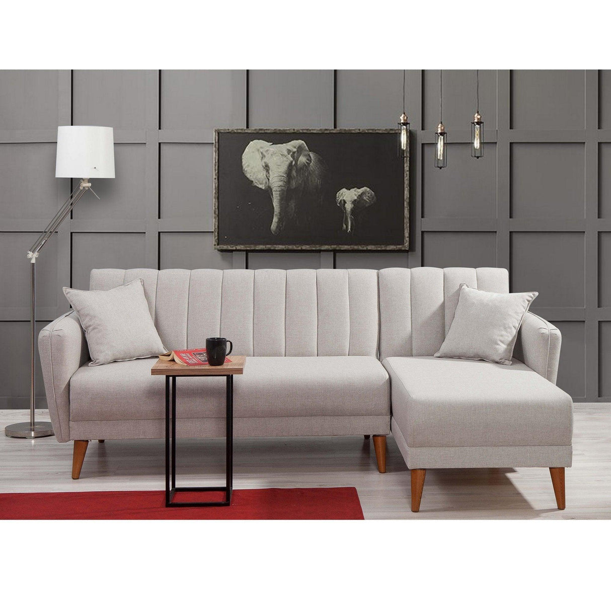 Canapea extensibilă Tetra, Colț, Dreapta, Diverse culori, 225x150x85 cm - Bej | SKU: 867UNQ1430 | Canapea extensibilă Tetra, Colț, Dreapta, 225x150x85 cm, varianta Bej, produs pentru amenajarea locuinței, disponibil online în România la CasaMob