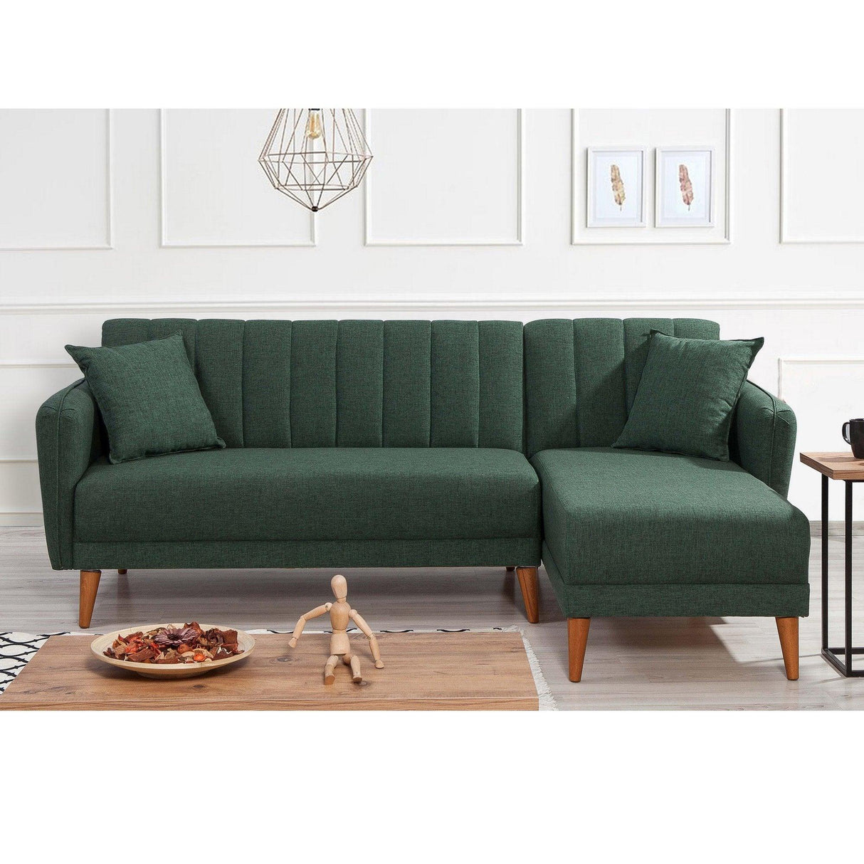 Canapea extensibilă Tetra, Colț, Dreapta, Diverse culori, 225x150x85 cm - Verde | SKU: 867UNQ1431 | Canapea extensibilă Tetra, Colț, Dreapta, 225x150x85 cm, varianta Verde, produs pentru amenajarea locuinței, disponibil online în România la CasaMob