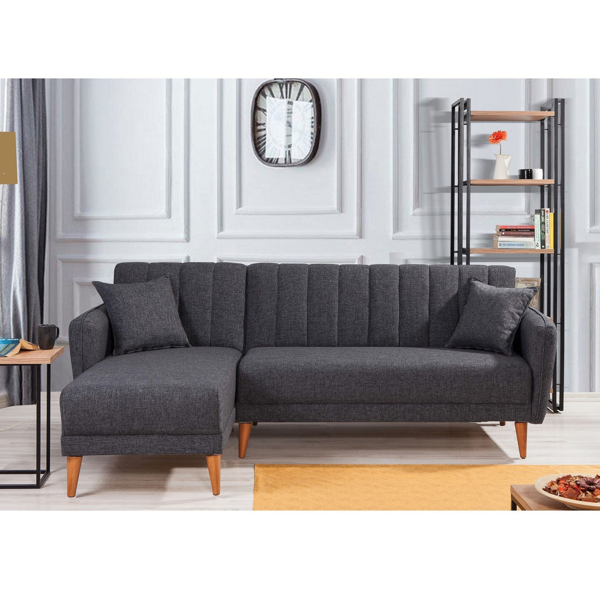 Canapea extensibilă Aqua, Colț, Stânga, Diverse culori, 225x150x85 cm - Gri închis | SKU: 867UNQ1433 | Canapea extensibilă Aqua, Colț, Stânga, 225x150x85 cm, varianta Gri închis, produs pentru amenajarea locuinței, disponibil online în România la CasaMob