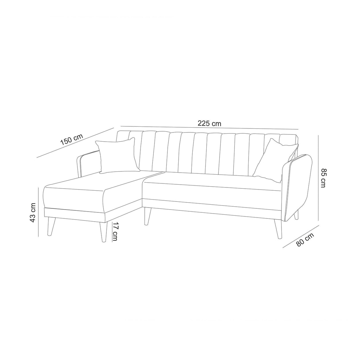Canapea extensibilă Aqua, Colț, Stânga, Diverse culori, 225x150x85 cm - Gri deschis | SKU: 867UNQ1434 | Canapea extensibilă Aqua, Colț, Stânga, 225x150x85 cm, varianta Gri deschis, produs pentru amenajarea locuinței, disponibil online în România la CasaMob