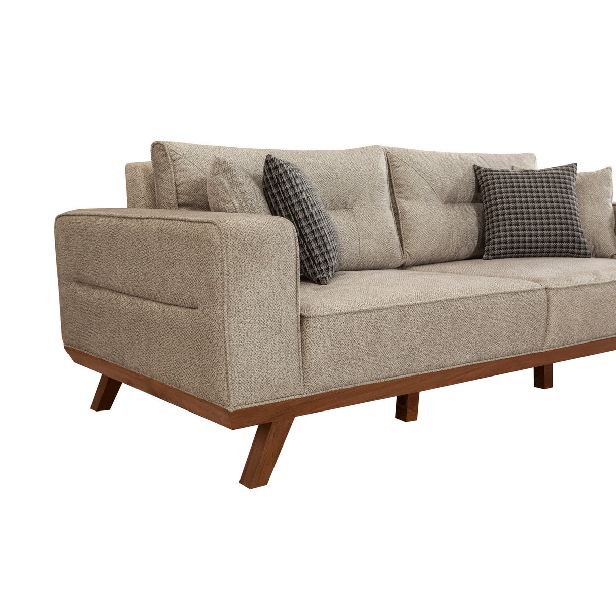 Canapea extensibilă 3 locuri Lugano, Crem, 225x98x85 cm