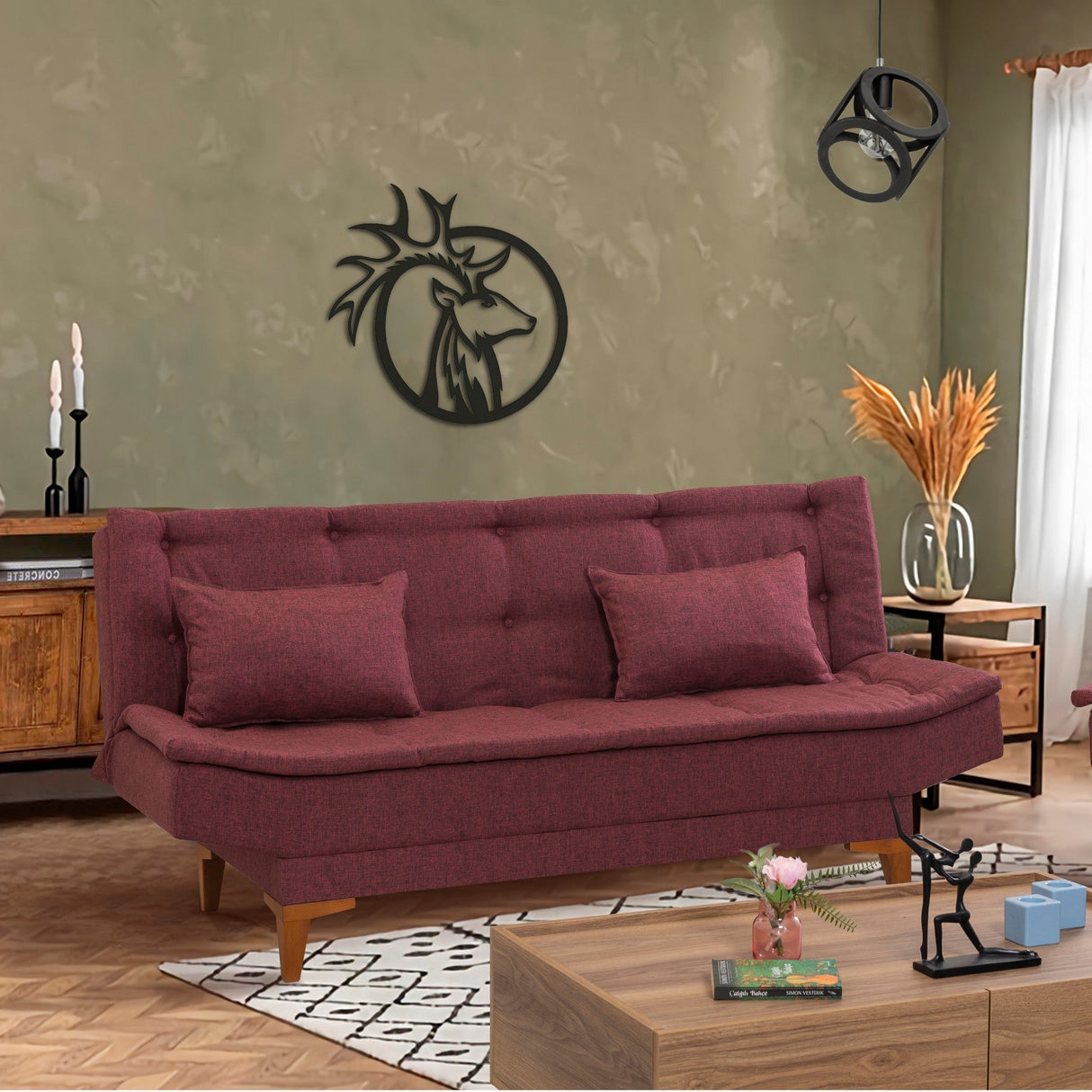 Canapea extensibilă Santo, 3 locuri, Diverse culori, 186x85x90 cm - Bordo | SKU: 867UNQ1646 | Canapea extensibilă Santo, 3 locuri, 186x85x90 cm, varianta Bordo, produs pentru amenajarea locuinței, disponibil online în România la CasaMob