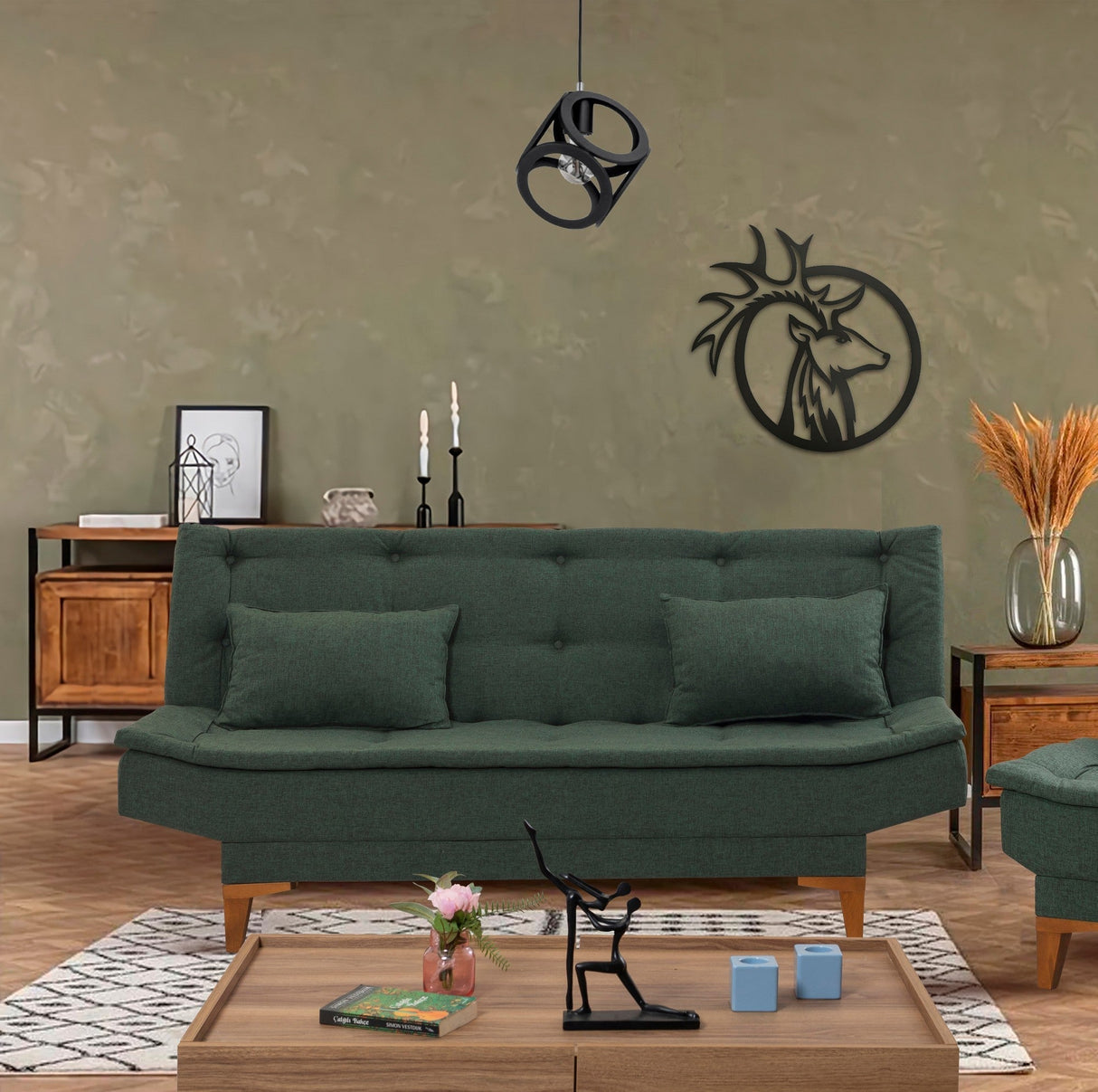 Canapea extensibilă Santo, 3 locuri, Diverse culori, 186x85x90 cm - Verde | SKU: 867UNQ1647 | Canapea extensibilă Santo, 3 locuri, 186x85x90 cm, varianta Verde, produs pentru amenajarea locuinței, disponibil online în România la CasaMob