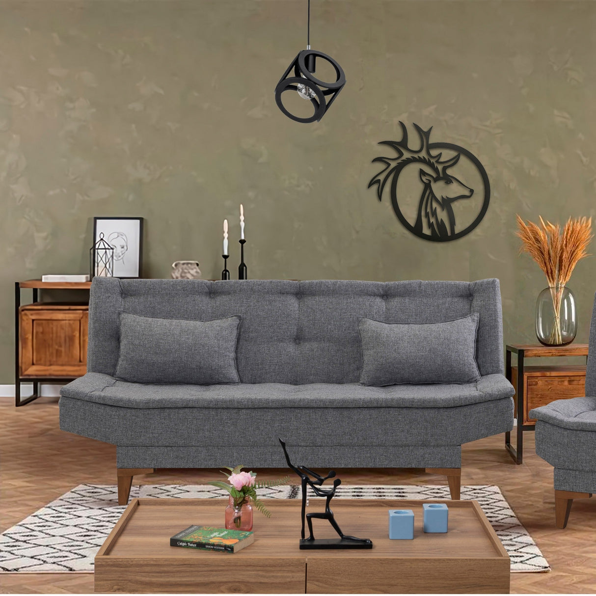 Canapea extensibilă Santo, 3 locuri, Diverse culori, 186x85x90 cm - Gri închis | SKU: 867UNQ1649 | Canapea extensibilă Santo, 3 locuri, 186x85x90 cm, varianta Gri închis, produs pentru amenajarea locuinței, disponibil online în România la CasaMob