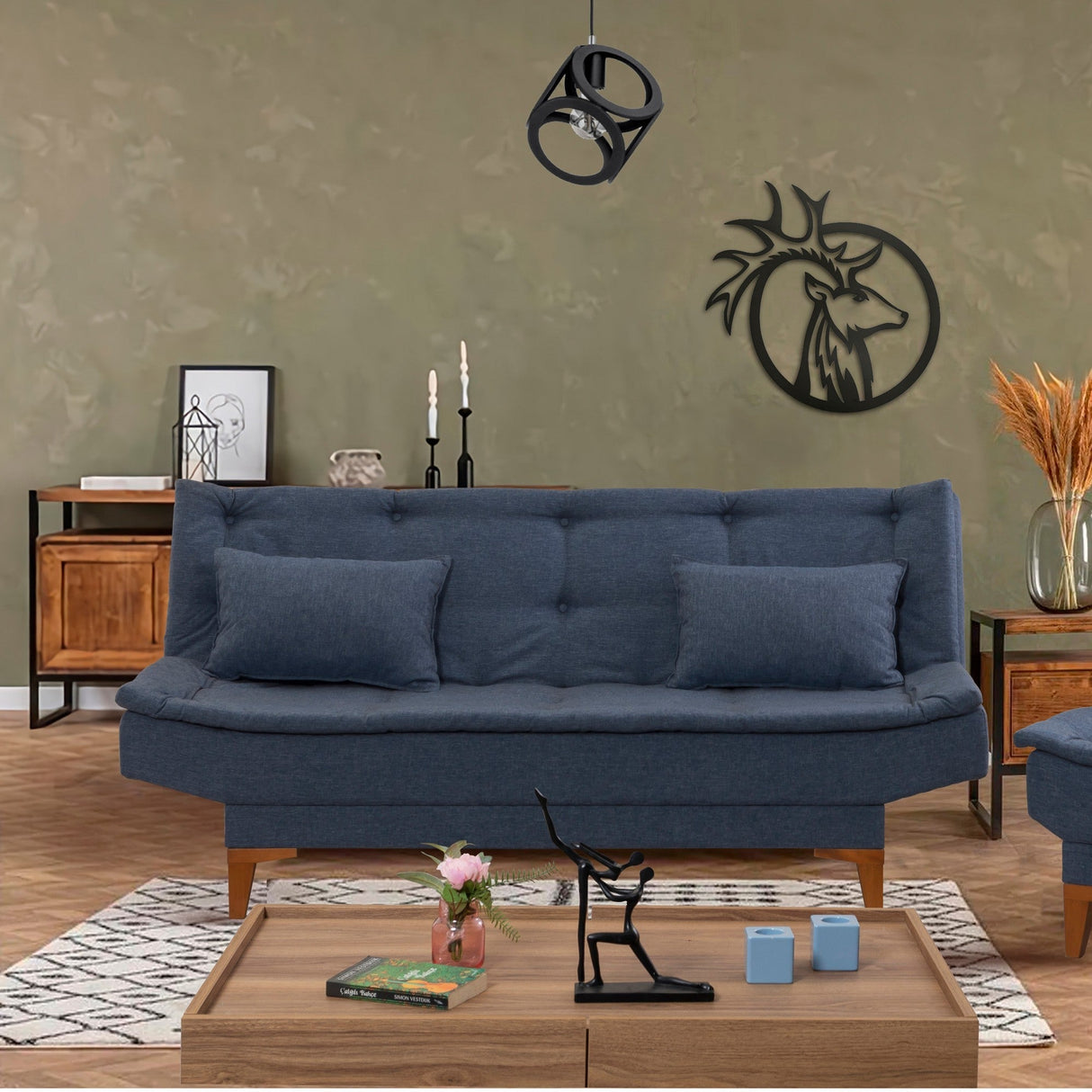 Canapea extensibilă Santo, 3 locuri, Diverse culori, 186x85x90 cm - Albastru închis | SKU: 867UNQ1650 | Canapea extensibilă Santo, 3 locuri, 186x85x90 cm, varianta Albastru închis, produs pentru amenajarea locuinței, disponibil online în România la CasaMob