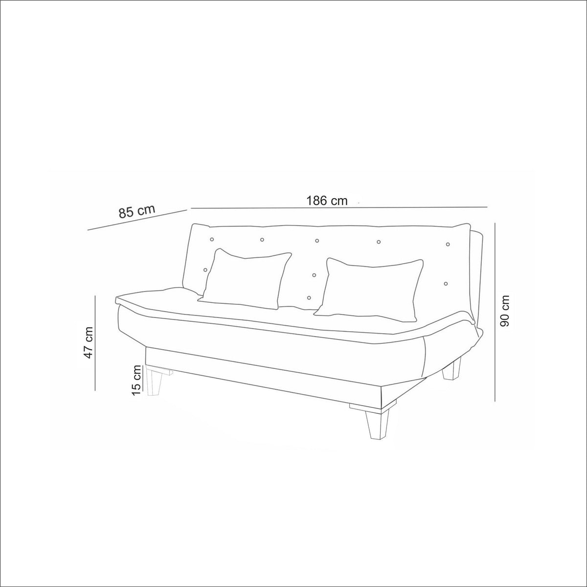 Albastru închis | SKU: 867UNQ1650 | Canapea extensibilă Santo, 3 locuri, 186x85x90 cm, varianta Albastru închis, produs pentru amenajarea locuinței, disponibil online în România la CasaMob