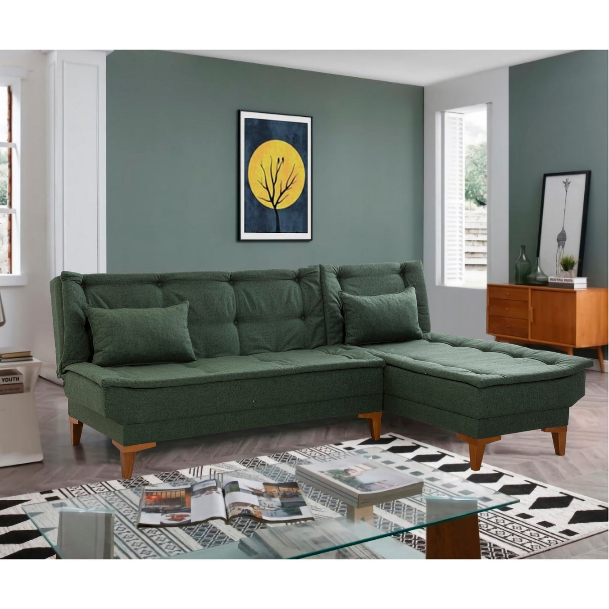 Canapea extensibilă Santo, Diverse culori, 225x85x86 cm - Verde | SKU: 867UNQ1661 | Canapea extensibilă Santo, 225x85x86 cm, varianta Verde, produs pentru amenajarea locuinței, disponibil online în România la CasaMob