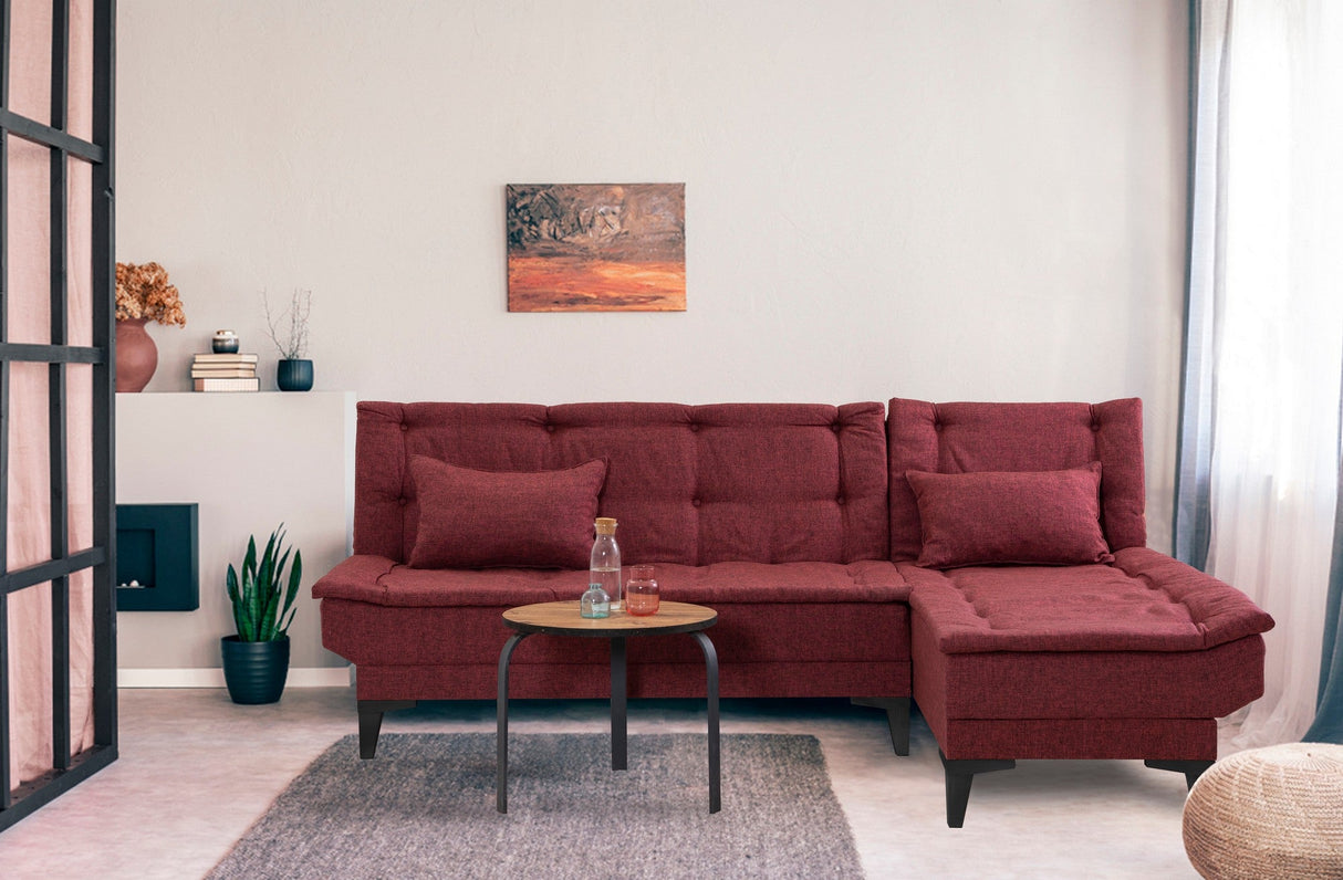 Canapea extensibilă de colț Santo-S, Diverse culori, 225x85x86 cm - Bordo | SKU: 867UNQ1909 | Canapea extensibilă de colț Santo-S, 225x85x86 cm, varianta Bordo, produs pentru amenajarea locuinței, disponibil online în România la CasaMob