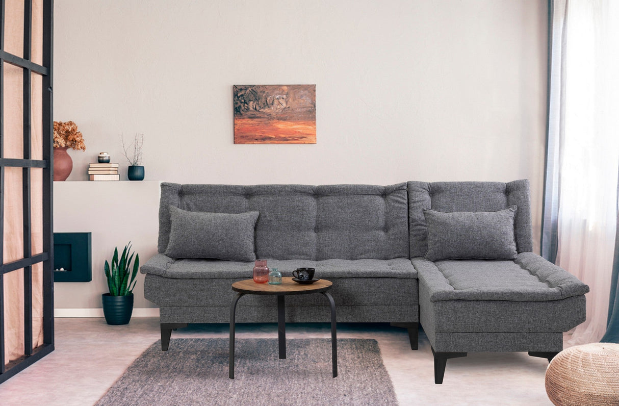 Canapea extensibilă de colț Santo-S, Diverse culori, 225x85x86 cm - Gri închis | SKU: 867UNQ1912 | Canapea extensibilă de colț Santo-S, 225x85x86 cm, varianta Gri închis, produs pentru amenajarea locuinței, disponibil online în România la CasaMob