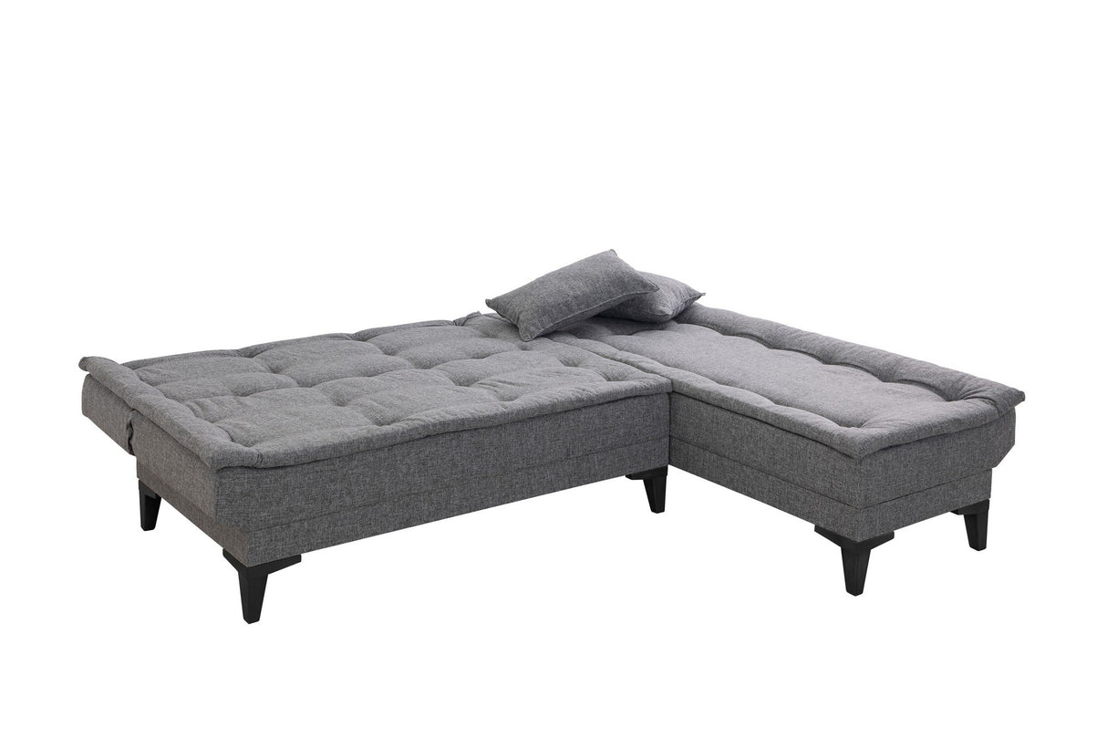 Canapea extensibilă de colț Santo-S, Diverse culori, 225x85x86 cm - Gri închis | SKU: 867UNQ1912 | Canapea extensibilă de colț Santo-S, 225x85x86 cm, varianta Gri închis, produs pentru amenajarea locuinței, disponibil online în România la CasaMob
