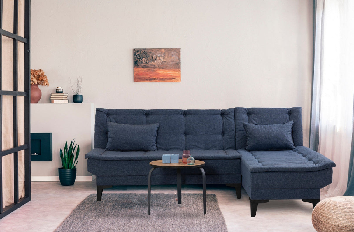 Canapea extensibilă de colț Santo-S, Diverse culori, 225x85x86 cm - Bleumarin | SKU: 867UNQ1913 | Canapea extensibilă de colț Santo-S, 225x85x86 cm, varianta Bleumarin, produs pentru amenajarea locuinței, disponibil online în România la CasaMob