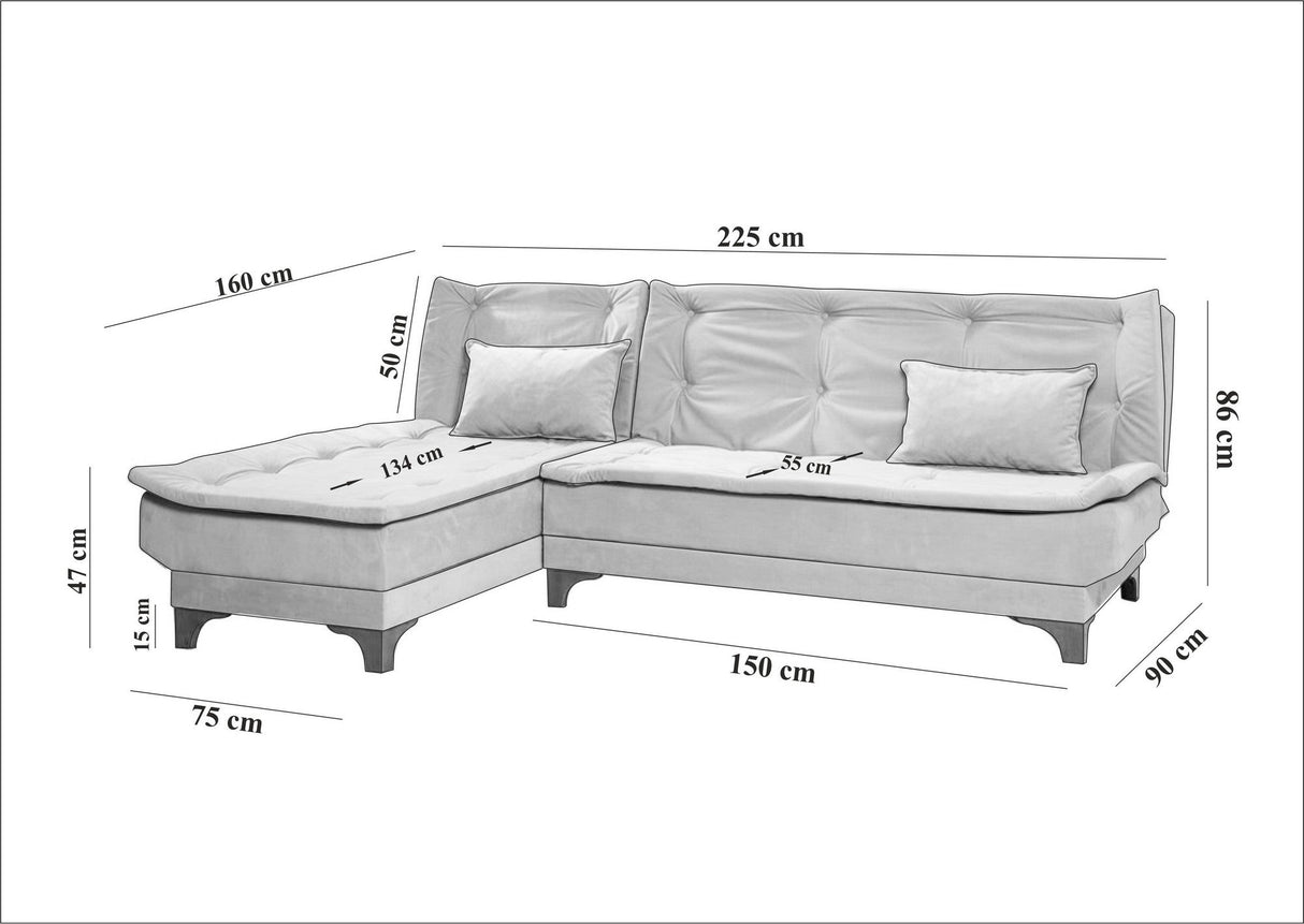 Canapea extensibilă de colț Kelebek Stânga, Diverse culori, 225x160x86 cm - Bordo | SKU: 867UNQ1915 | Canapea extensibilă de colț Kelebek Stânga, 225x160x86 cm, varianta Bordo, produs pentru amenajarea locuinței, disponibil online în România la CasaMob